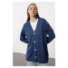 Trendyol Indigo Heart Button Knit Cardigan