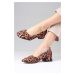 Mio Gusto Bellamy Women's Leopard Pattern Bow Detail Short Heeled Fabric Shoes