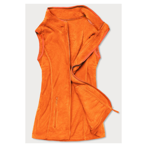 Dámska plyšová vesta v neónovo oranžovej farbe (HH003-34) J.STYLE
