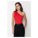 Trendyol Pomegranate Flower Asymmetric Collar Flexible Knitted Body with Snap Fasteners