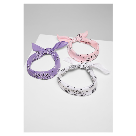 Multicolor Bandana 3-Pack Purple+White+Pink Urban Classics