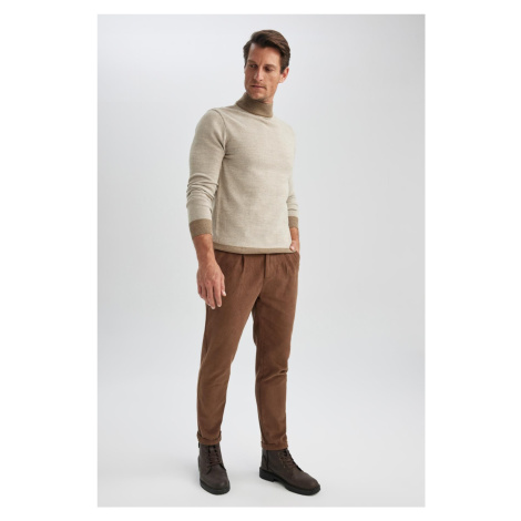 DEFACTO Corduroy Trousers Tailored Fit Pocket Straight Leg