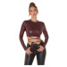 Sexy Koucla Wetlook Long-sleeved Crop Top BORDEAUX Einheitsgroesse