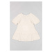 Dievčenské bavlnené šaty zippy béžová farba, midi, rovný strih