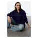 Trendyol Navy Blue Snap-On Oversize Mold Snap-On Piping Thick Polar Fleece Knitted Sweatshirt