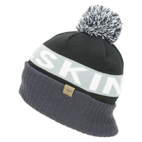 Sealskinz Water Repellent Cold Weather Bobble Hat Black/Grey/White/Black Čiapka