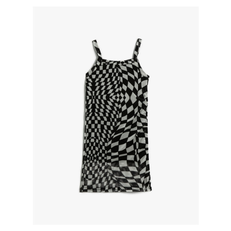 Koton Dress Checkered Strap Midi Lined