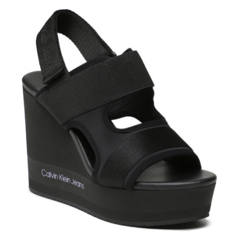 Calvin Klein Jeans Sandále Wedge Sandal Webbing YW0YW01073 Čierna