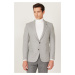 ALTINYILDIZ CLASSICS Men's Gray Slim Fit Slim Fit Mono Collar Patterned Woolen Blazer Jacket