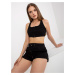 Černý bavlněný basic pruhovaný crop top RUE PARIS