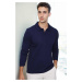 86813 Dewberry Polo Neck Long Sleeve Knitwear-Navy Blue