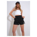 Trend Alaçatı Stili Women's Black High Waist Embroidered Mini Shorts