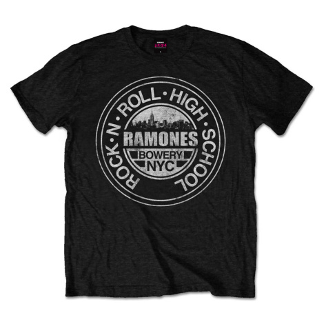 Ramones tričko Rock 'n Roll High School, Bowery, NYC Čierna