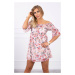 Shoulder dress with floral pattern powder pink