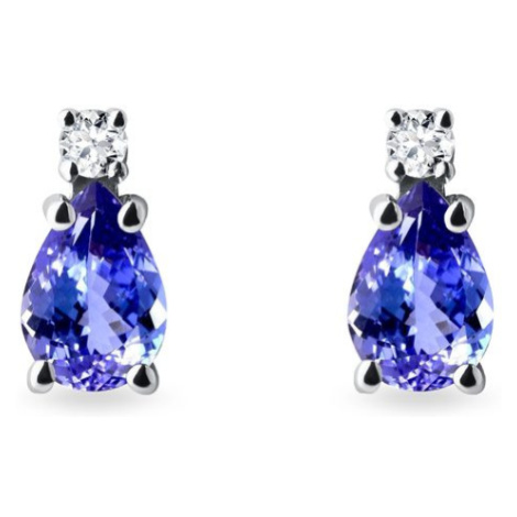 Zlaté náušnice s diamantmi a tanzanitmi KLENOTA