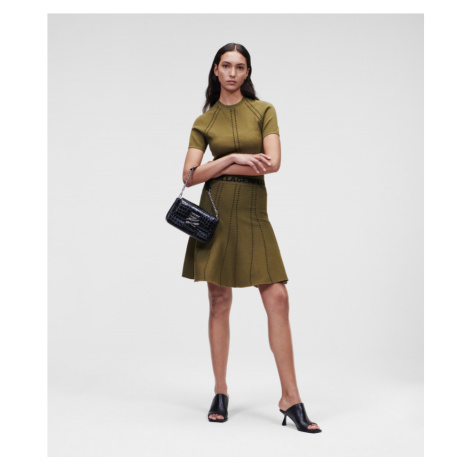 Šaty Karl Lagerfeld S/Slv Knitted Logo Dress Zelená