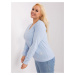 Light blue plus size blouse with neckline