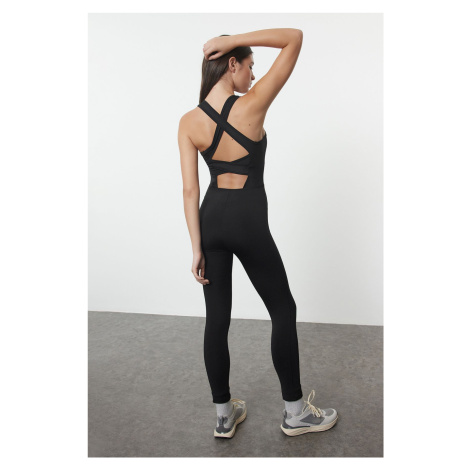 Trendyol Black Matte Fabric Back Detailed Knitted Sports Overalls