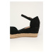 Sandále Tommy Hilfiger BASIC OPENED TOE MID WEDGE čierna farba, FW0FW04785