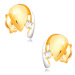 Diamantové zlaté 14K náušnice, dvojfarebná kvapka so žiarivým briliantom