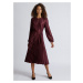 Burgundy polka dot midi dress with pleated Dorothy Perkins Tall skirt