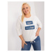 Casual plus size ecru blouse with lettering