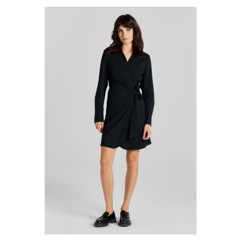 ŠATY GANT SLIM WRAP SHIRT DRESS BLACK