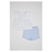 DEFACTO Baby Girl Short Sleeve Flaming Poplin Blouse Shorts 2-Piece Set