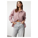 Trendyol Pink Pocket Striped Woven Shirt