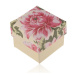 Papierová krabička na prsteň alebo náušnice, perleťovo-béžová s ružovým kvetom