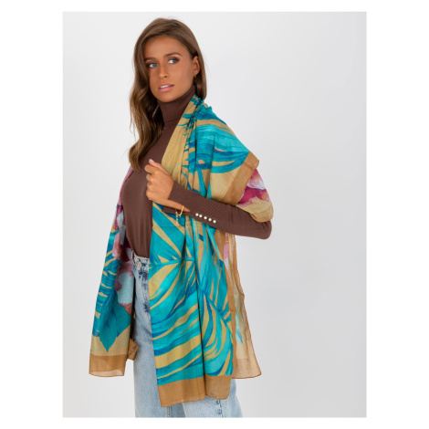 Camel cotton scarf with prints