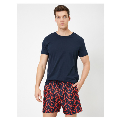 Koton Sea Shorts Lobster Printed with Lace-up Waist and Pockets