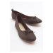 LuviShoes 01 Brown Skin Genuine Leather Women's Flat Shoes.