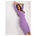 Purple ribbed midi dress with a neckline