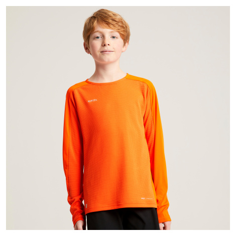 Detský futbalový dres s dlhým rukávom Viralto Club oranžový KIPSTA