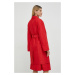 Kabát Pinko dámsky, červená farba, prechodný, dvojradový