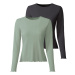 esmara® Dámske tričko s dlhým rukávom, 2 kusy (čierna/zelená)