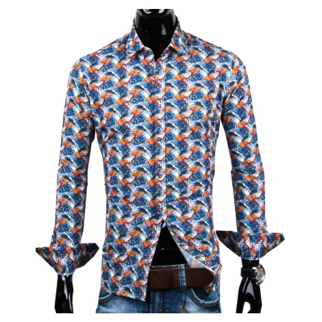 30016-EM-397 Extravagantná košeľa so vzorom papagája EGO MAN