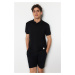 Trendyol Black Regular/Normal Cut Short Sleeve Label Appliqued Polo Neck T-shirt