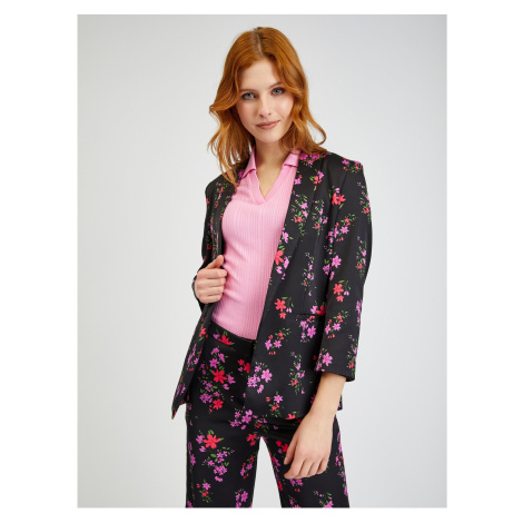 Orsay Black Ladies Flowered Jacket - Ladies