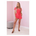 Short jumpsuit with tie at the waist neon pink