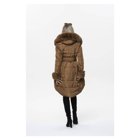 Hnedá dámska rozšírená zimná bunda (X006X)