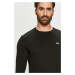 Bavlnené tričko s dlhým rukávom Lacoste TH2040-031, čierna farba, jednofarebné