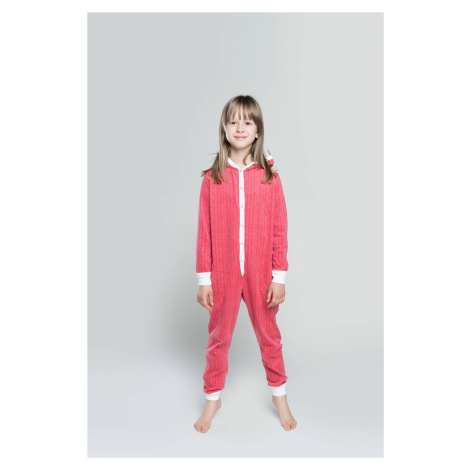 Oslo Children's Jumpsuit, Long Sleeves, Long Legs - Raspberry/Ecru Italian Fashion