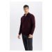 DEFACTO Standard Fit Regular Cut Bato Collar Zippered Basic Plain Knitwear Sweater