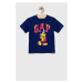 Detské bavlnené tričko GAP x Disney tmavomodrá farba, s potlačou