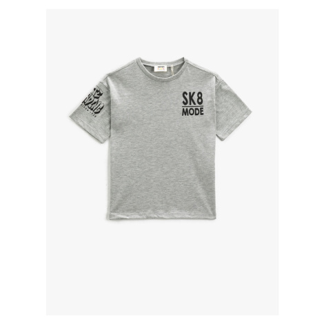 Koton Short Sleeve T-Shirt with a Crew Neck Printed on the Back