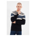 Trendyol Grey Slim Fit Wool Crew Neck Panelled Color Block Knitwear Sweater