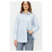 Trendyol Light Blue Double Cuff Oversize/Wrap Woven Shirt