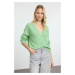 Trendyol Mint Wide Pattern Glittery Knitted Cardigan